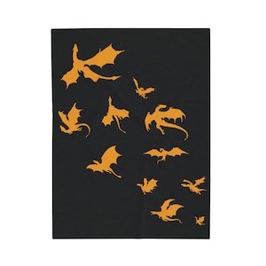 Dragon Velveteen Plush Blanket, Fourth Wing Blanket, ACOTAR Dragon Bedding, Soft Blankets,