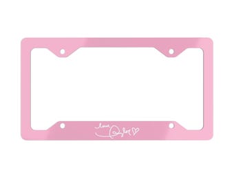 Signature Pink Metal License Plate Frame, Car Accessories