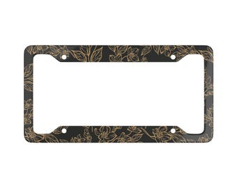 Witchy Fall Vibe License Plate Frame: Gothic Floral Car Accessory for Halloween and Horror Fans