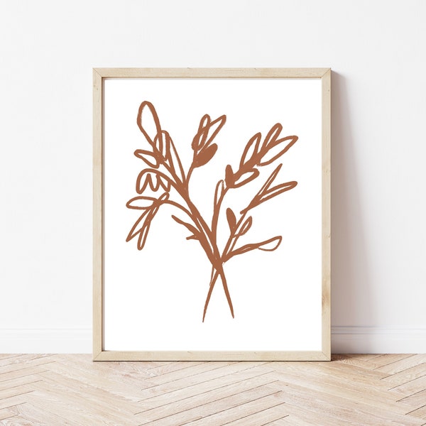 Minimalist floral terracotta abstract neutral digital instant download | burnt orange | rust