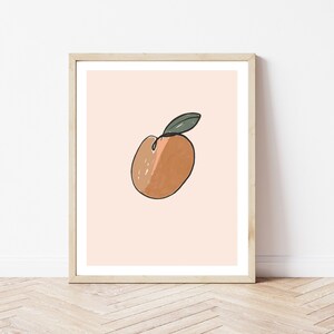 Peach Print | Digital Download | Summer Fruit | Kitchen dining room art | blush neutral pastel
