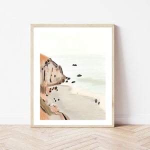 Big Sur | ocean seaside | California coast | beach print | digital download | neutral minimalist | Airbnb, hotel art |