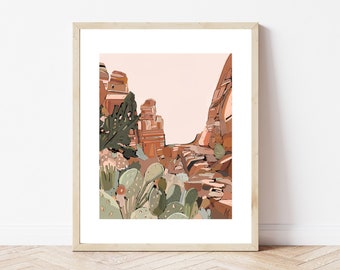 Sedona Desert Digital Art Print | Instant Download | red rock canyon | Arizona | rust | abstract landscape