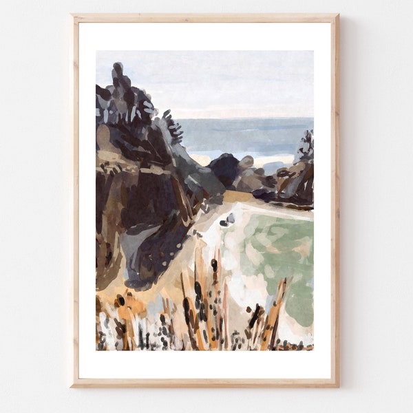 Big Sur Print | McWay Falls | California Coast Watercolor Digital Download | Monterey County | Julia Pfeiffer Burns State Park | Waterfall