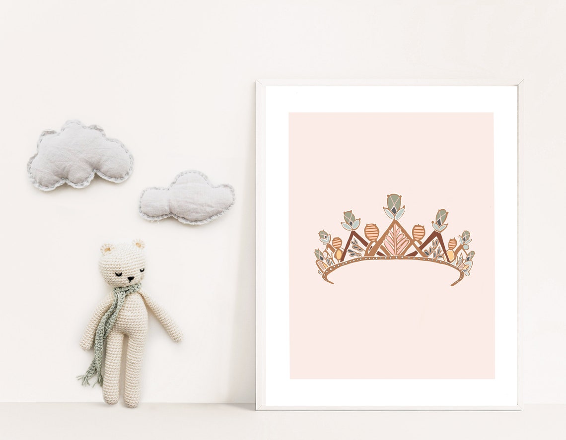 Crown Tiara Print | Digital Printable Download | Wall Art | Neutral ...