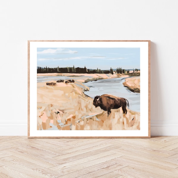 Yellowstone Print | Buffalo | Bison | Montana | Wyoming | Digital Download | National Park | Volcano