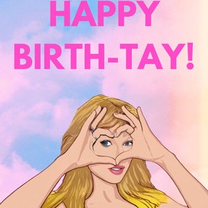 Tarjeta del día de cumpleaños imprimible de Taylor Swift-¡Feliz nacimiento-Tay!