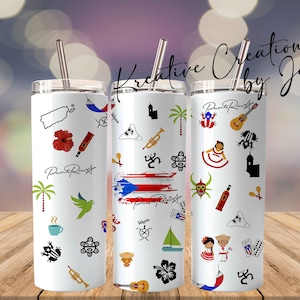 Puerto Rico Symbol Insulated Tumbler, Boricua Culture Tumbler, 20oz Tumbler, Puerto Rico Drinkware, Island Inspired Tumbler