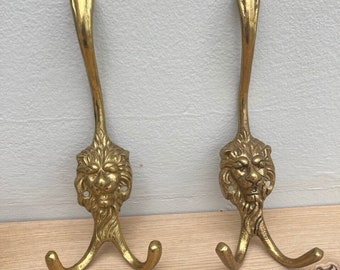 Antique Brass Hooks ~Lion ~ set of 2