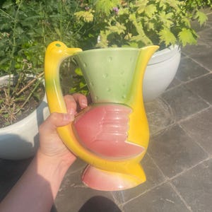 Saint‑Clément Art Deco Goose Pitcher  – Rare French Majolica (No. 7475)