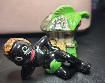 Salero y pimentero de estilo afroamericano de la década de 1940, una pieza rara.