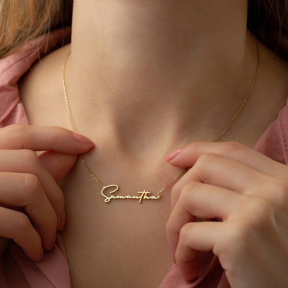Etsy silver shop name necklace