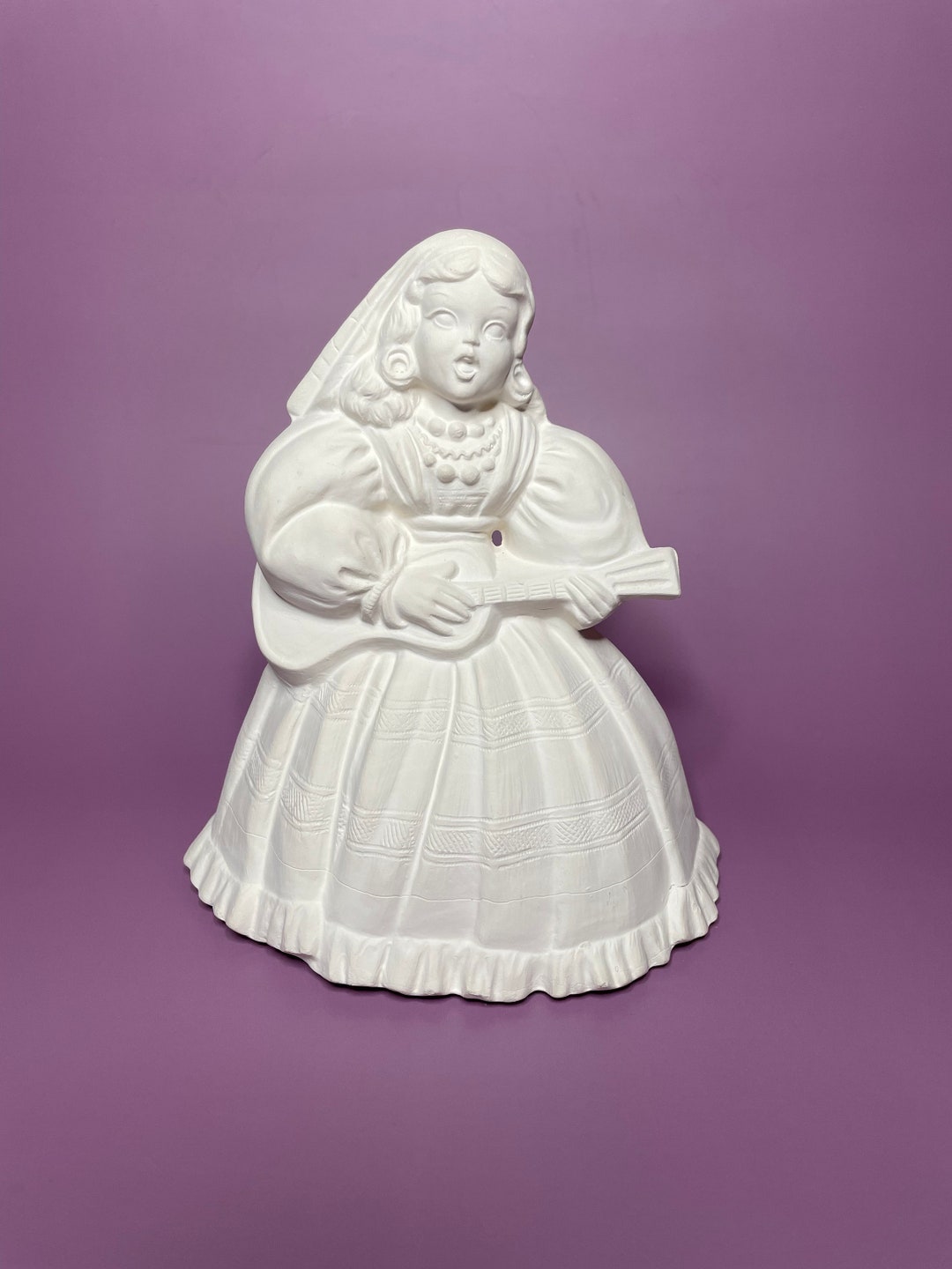 Ceramic Bisque Ready to Paint Girl Playing a Guitar Etsy