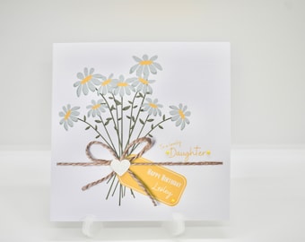 Daughter birthday cards, personalised birthday cards, greeting cards, daisy, daisy cards, daisy gifts, April birth month flower cards,