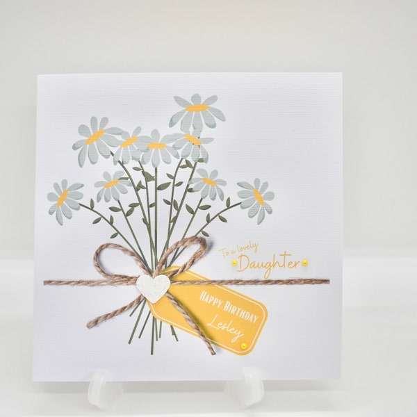 Daughter birthday cards, personalised birthday cards, greeting cards, daisy, daisy cards, daisy gifts, April birth month flower cards,