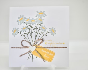 Daughter-in-law to be birthday card, personalised, future daughter in law cards daisy cards, daisy gifts greeting cards floral cards for her