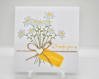 Personalised thank you cards, daisy cards, daisy gifts, floral thank you cards, greeting cards, isleoflewiscardco, thankyou cards,