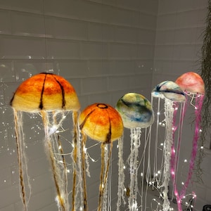 Handmade jellyfish lamp, 9inch diameter, sea creature gift, beach core, marine themed bathroom accent image 5