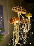 Jellyfish lamps, four sea urchin shells with 50 led battery operated fairy lights to romantise small spaces in your home.
