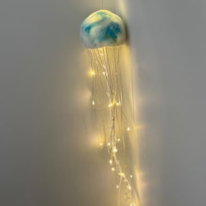 Handmade jellyfish lamp, 9inch diameter, sea creature gift, beach core, marine themed bathroom accent image 10
