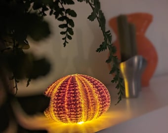 Lampada da tavolo a forma di conchiglia di riccio di mare, diametro 5/10 di pollice, luci senza fili, funzionamento a batteria