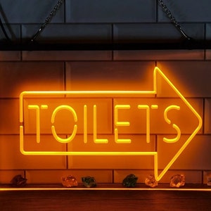 Toilets Arrow Washroom Restroom LED Neon Sign