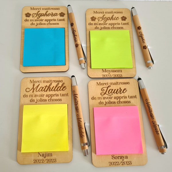 Support à postit cadeau maîtresse cadeau fin d'année