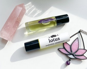 LOTUS OIL | Pink & Blue Lotus | Meditation, Mindfulness, Chakra | Psychic Energy | Roll-On Fragrance Perfume | Witchcraft | Gift | Herbs