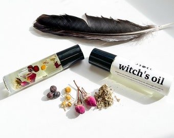 WITCH'S HERB OIL | Amplify Spells & Energy | Seven Powerful Herbs |  Spiritual Intention | Roll-On Fragrance Perfume | Witchcraft Magic Gift