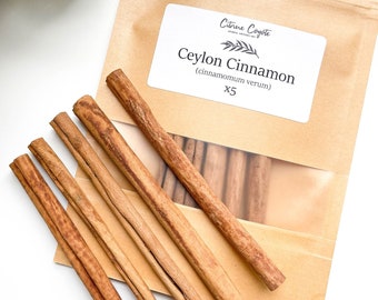 CEYLON CINNAMON STICKS | 6"| Cinnamomum verum | Whole Stick for Cooking, Baking, Incense, Spiritualism | Herbal Bark Bulk | Gift
