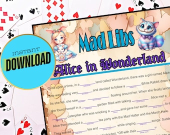Alice in Wonderland Mad Libs: Party Game (Instant Download)