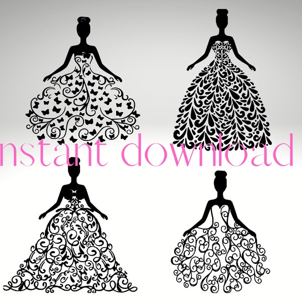 Wedding Dress SVG ,lacy dress, princess dress. Fancy. Princess wall art, shadow box wedding dress