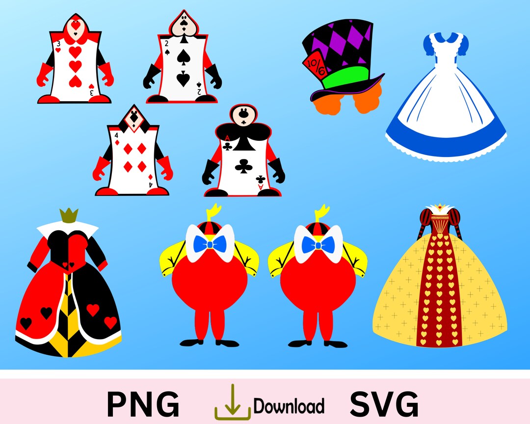Alice im Wunderland SVG-Bundle: Mad Hatter, Herzkönigin (PNG, SVG) - Etsy  Österreich, image size:1080x864