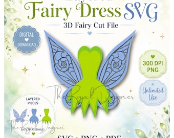 Fairy Wings Template: Tinkerbell Dress SVG, Party Decorations (Digital Download)