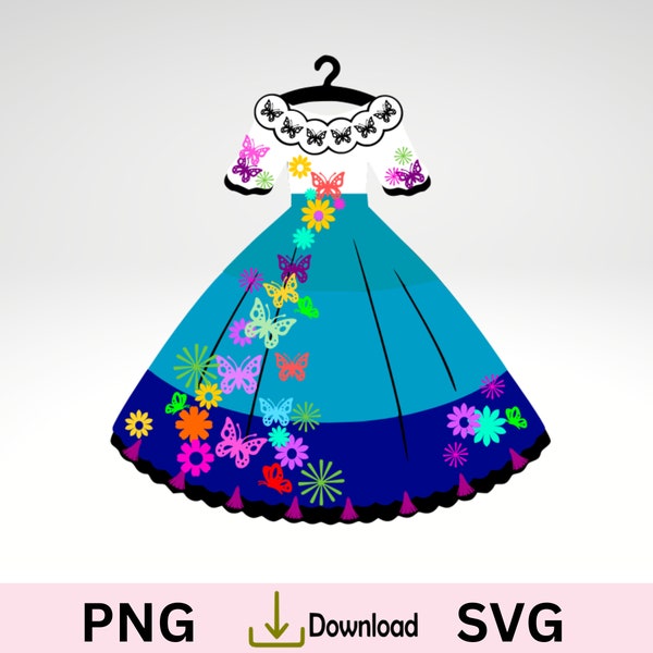 Princess Dress Mirabel, Mirabel SVG, Mirabel PNG. Mirabel cupcake toppers