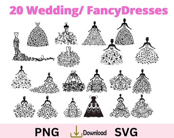 Princess Sweet Sixteen Dress SVG, Wedding Lacy dress