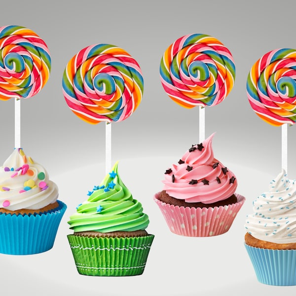 Candy Swirl Lollipop, Lollipop design, lollipop cupcake toppers