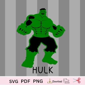 Conjunto de decoração para festa gigante de super-herói verde (SVG, PNG, PDF), super-herói vingador verde.
