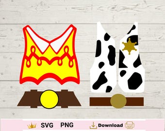 Conjunto de chaleco de Woody y Jessie: Disfraz de pareja DIY en archivos SVG y PNG