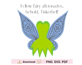 Fairy Wings template, Fairy Princess, Fairy Wings, Tinkerbell dress SVG. Fairy Party Decorations.