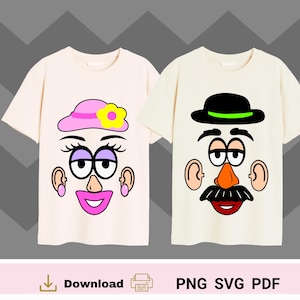 Mr. and Mrs. Potato Head SVG, PNG, PDF Designs für T-Shirts, Kostüme und Parties | Spielzeugfilm inspiriert digitale Dateien