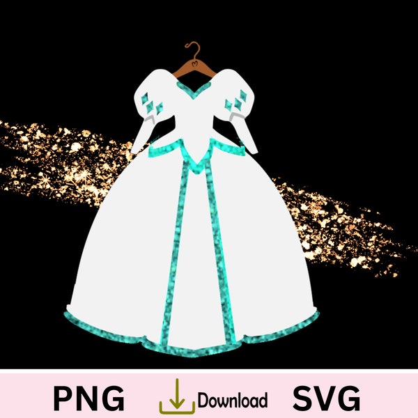 Princess Wedding Dress, layered Cut file, Ariel Wedding Dress. PNG, SVG Mermaid wedding dress