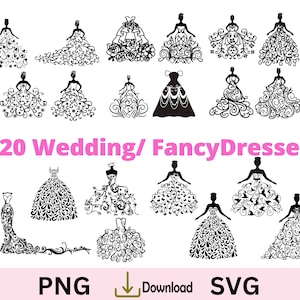 Princess Dress svg, lacy dress, wedding princess dress.