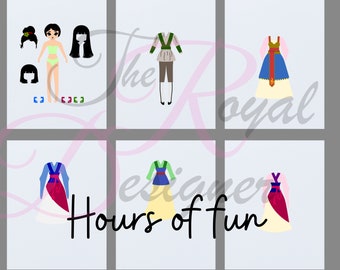 Mulan Paper Doll: Dress Hair Bundle (PNG, SVG)