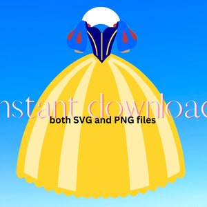 Prinzessinnen Kleid SVG, Schneewittchen Prinzessin Kleid SVG, PNG. Prinzessin Party und Kuchen Topper