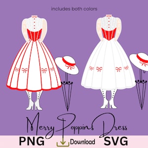 Merry Poppins-jurk SVG, Merry Poppins met paraplu en laarzen,
