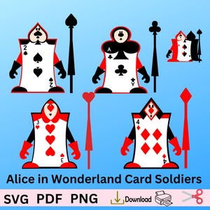 Alice in Wonderland Card Soldiers, Wonderland Party, Card Soldiers SVG, Card Soldiers PNG, Alice in Wonderland Card Soldiers Werfborden.