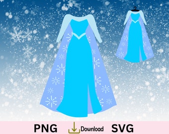 Princess Dress SVG, Frozen Elsa Princess Ice Queen Princess Birthday party decorations, Frozen cake topper, Elsa banner. Princess Banner.