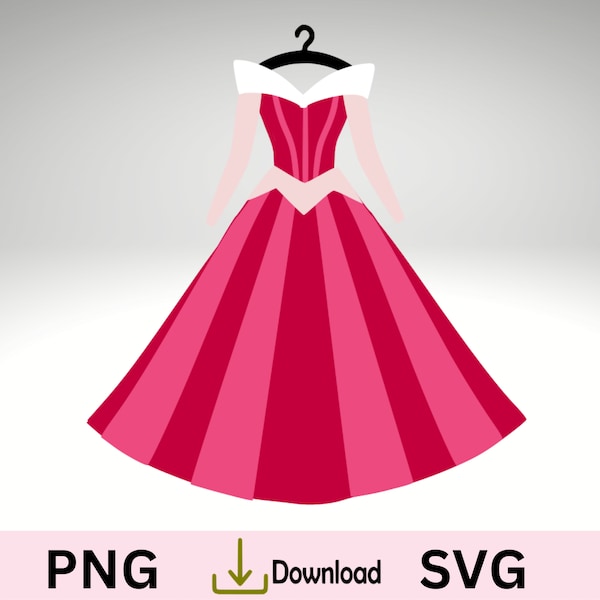 Princess dress SVG, Fancy Dress, Aurora Dress, Little Girl Princess Dress.