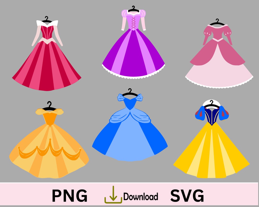 Princess Dress SVG, Fancy Party Dress, Birthday Cupcake Toppers, Little ...